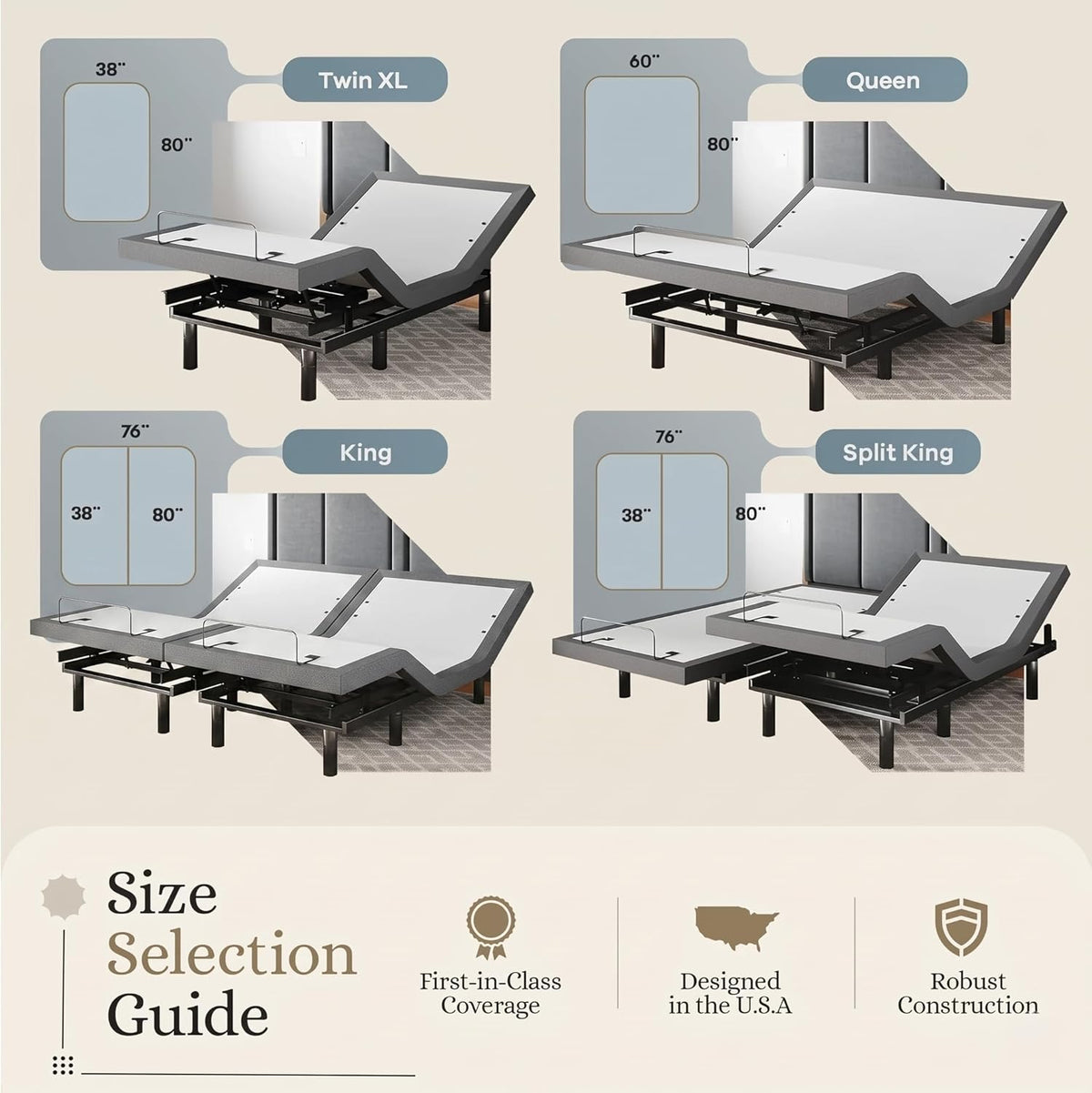 Sven & Son Classic Adjustable Bed Base, Head and Foot Lift, Massage, Under-Bed Lights, USB, Memory, Zero Gravity Smart Frame - King