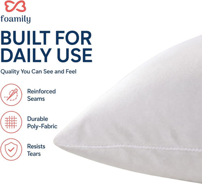 12X12 Throw Pillow Insert, 100% Cotton Cover, down Alternative | Cotton Cover, Plush Down-Alternative Fill, Machine Washable Fits 12X12 Covers Couch, Sofa, Bed, Nursery Décor