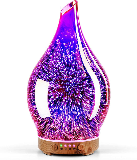 Essential Oil Diffuser 150Ml Handmade Glass Diffuser 6H Runtime | Elegant Handmade Glass Aroma Diffuser with 7-Color Leds, Quiet Aromatherapy and Safe Auto Shut-Off, Perfect for Gifts